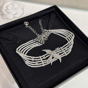 定制 25粉色黑色珐琅珍珠颈链项链 彩钻星星项链