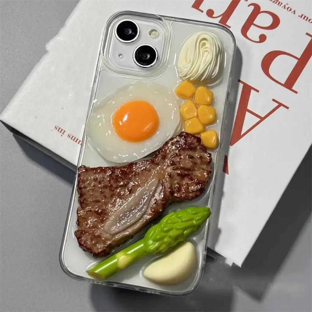 高级感立体美食适用iphone15promax 14/13/12pro/11手机壳 搞怪