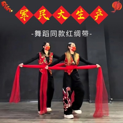 秧歌红绸带舞蹈绸子跳舞专用丝带