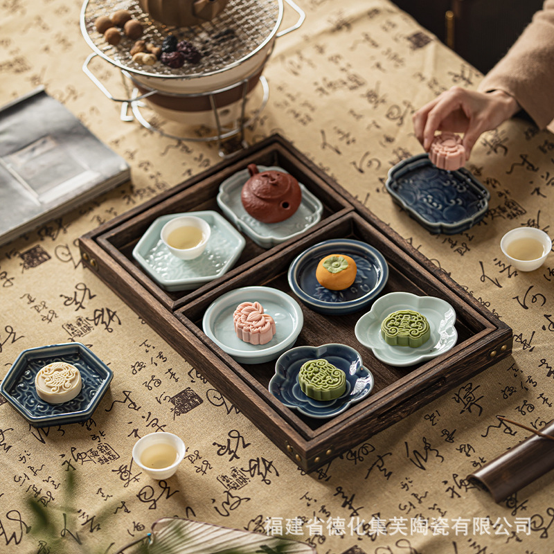 中式茶点盘糕点盘喜饼盘点心盘