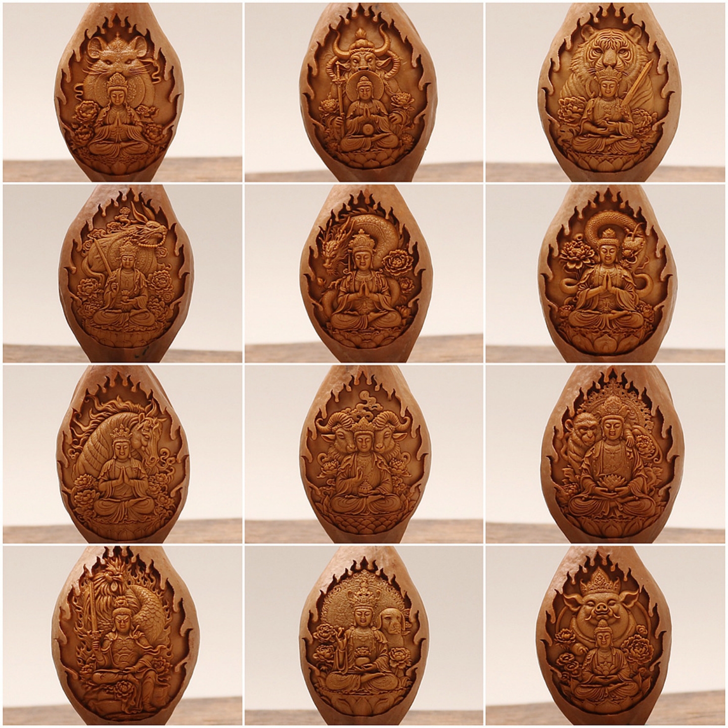 大尺寸橄榄核单颗十二生肖本命佛手串八大守护神脖挂吊坠钥匙扣籽