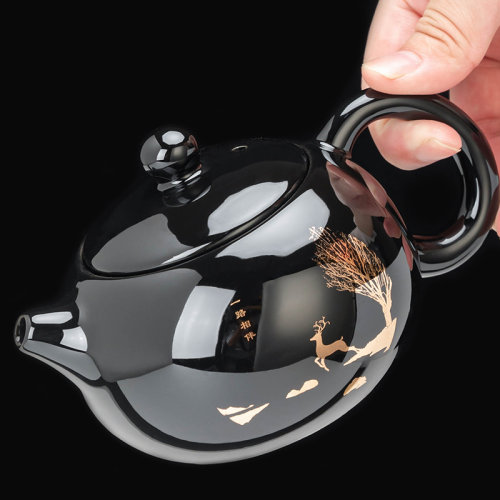 黑釉茶壶器建盏陶瓷功夫迷你
