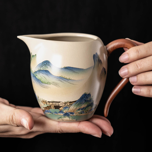 米黄汝窑公道杯茶滤套组高端陶瓷分茶器功夫茶具匀杯小号公杯茶海