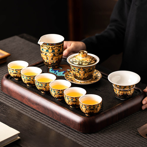 匠序唐卡可悬停旋转盖碗喝茶