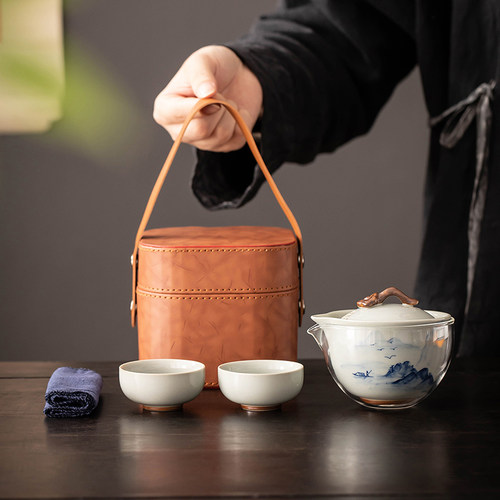 匠序旅行茶具手绘快客杯