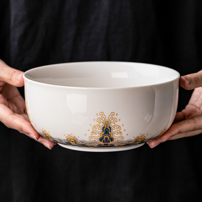 羊脂玉瓷海水江崖茶渣缸茶洗