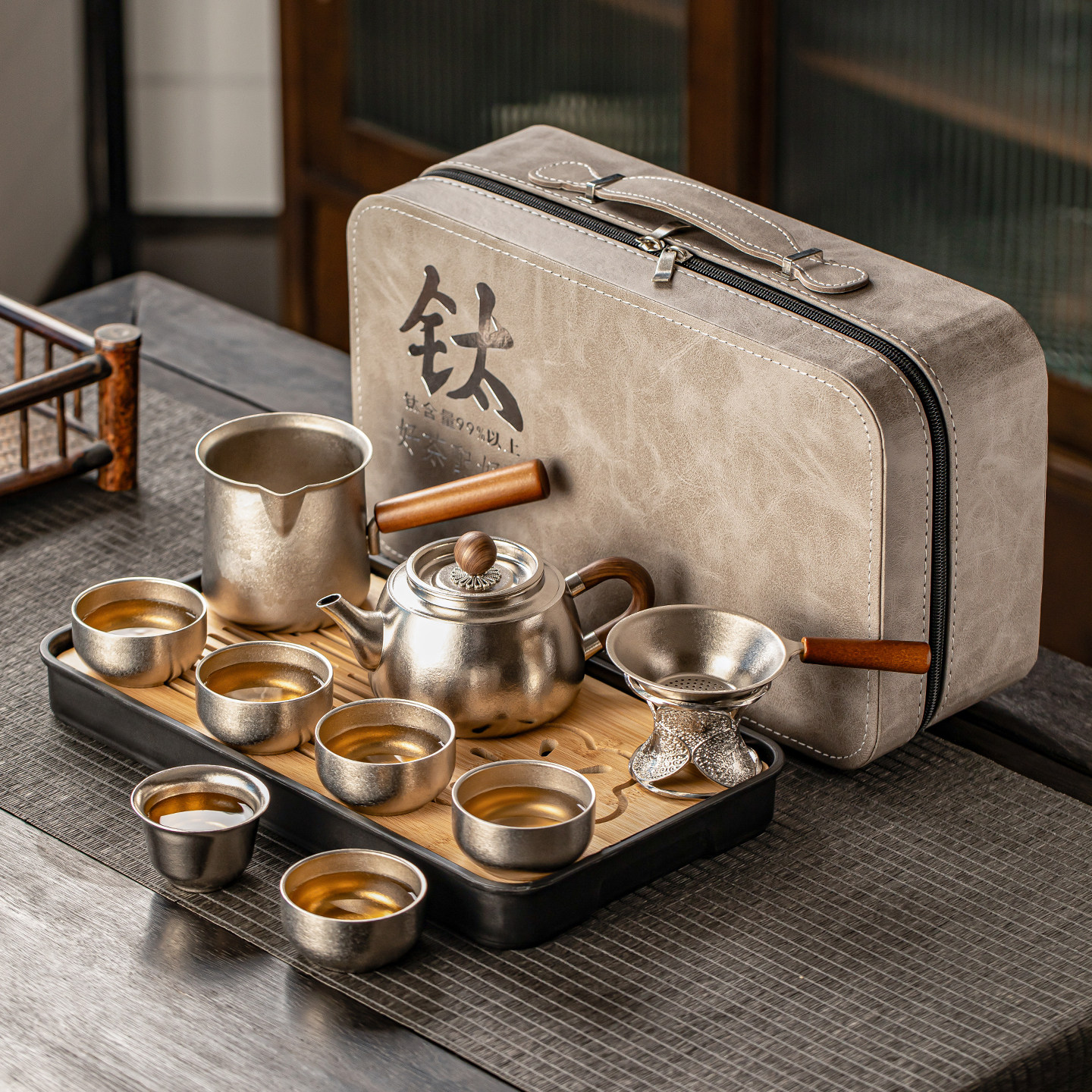 纯钛功夫茶具套装家用高档功夫泡茶壶小茶杯便携式收纳包2026新款