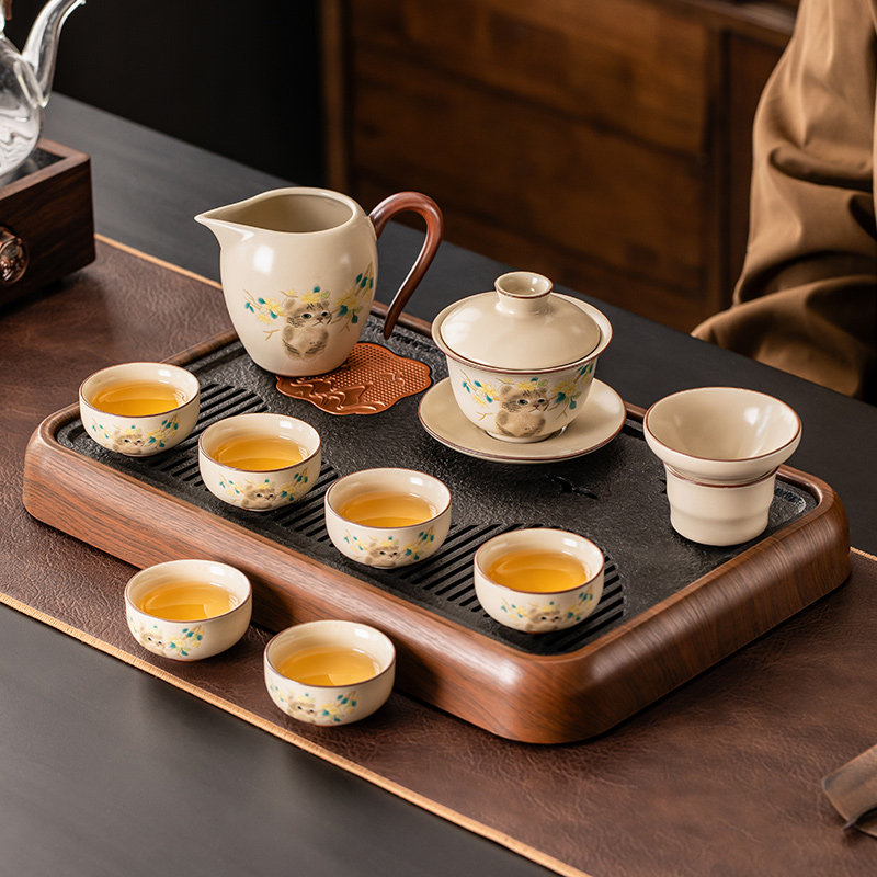 汝窑萌猫功夫茶具套装2026新款家用高档陶瓷泡茶壶茶杯办公室喝茶,餐饮具,功夫茶具,淘宝优惠券,粉丝福利购,淘宝优惠卷