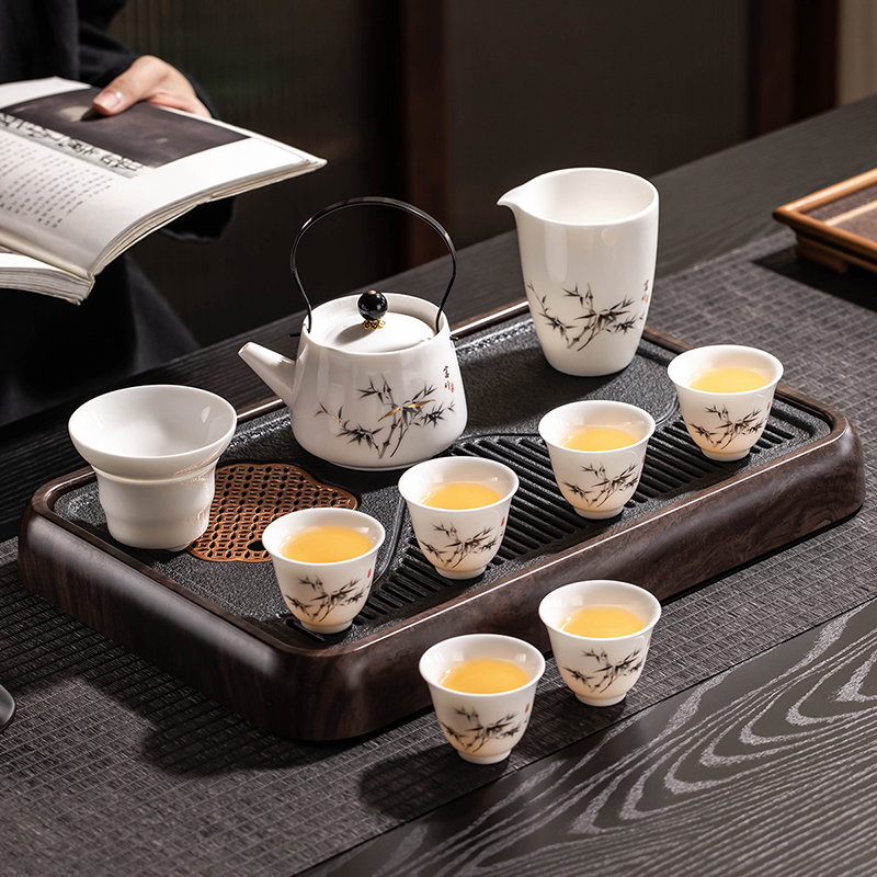 匠序2024新款羊脂玉白瓷功夫茶具