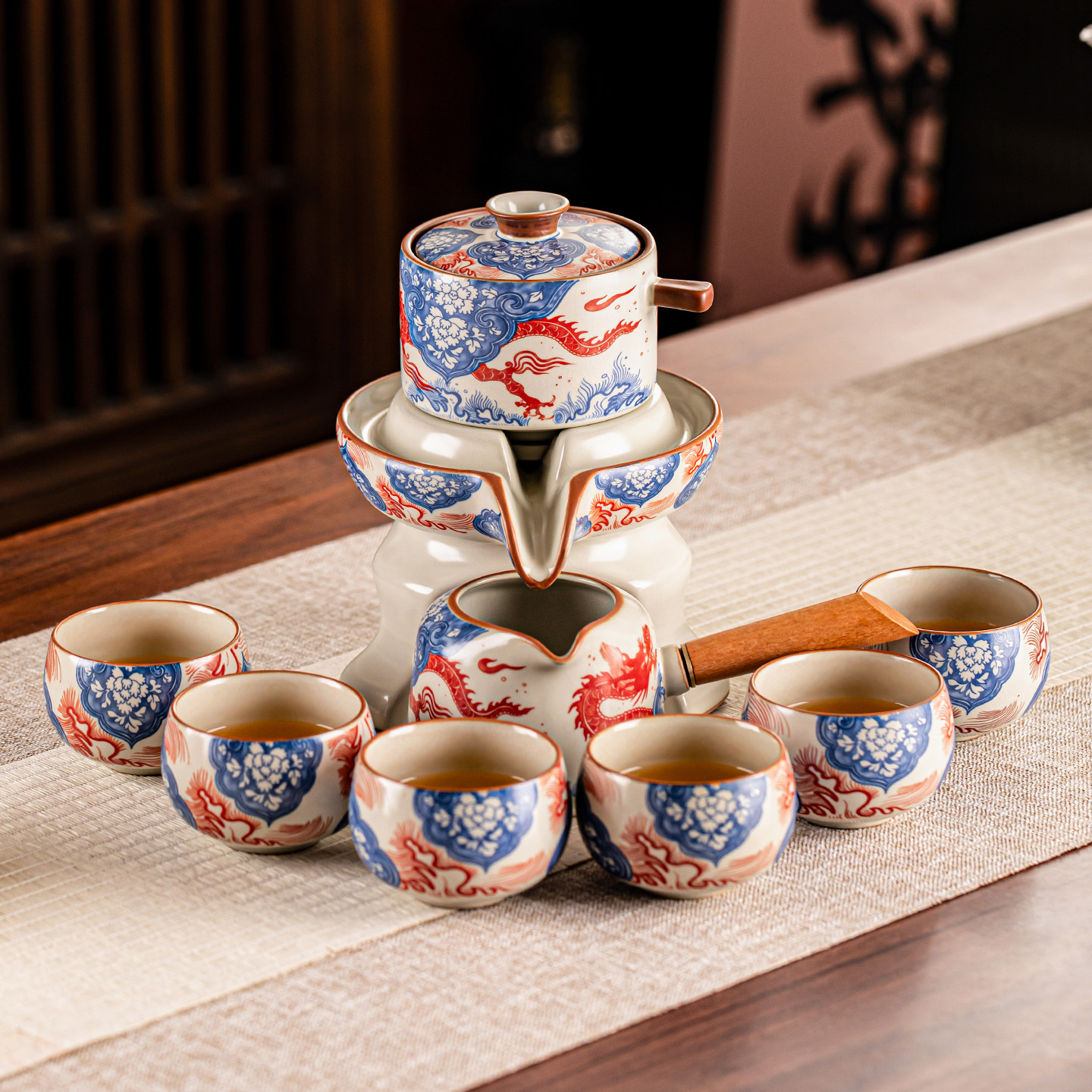 汝窑龙纹雅集自动茶具套装家用防烫陶瓷功夫泡茶壶小茶杯2026新款,餐饮具,功夫茶具,淘宝优惠券,粉丝福利购,淘宝优惠卷