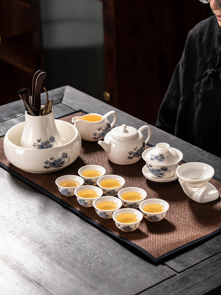 板脂玉白瓷茶具一套家用无障碍高端有盖碗茶壶功夫茶杯全套2025新