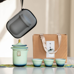 旅行茶具套装 宫廷古风快客杯一壶三杯旅游户外露营泡茶壶 便携中式