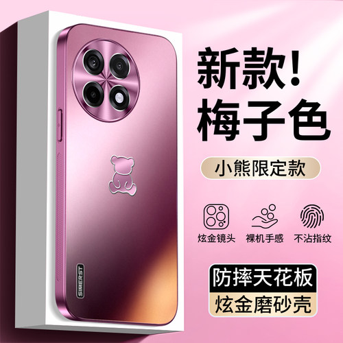 适用一加ace5手机壳炫金磨砂小熊