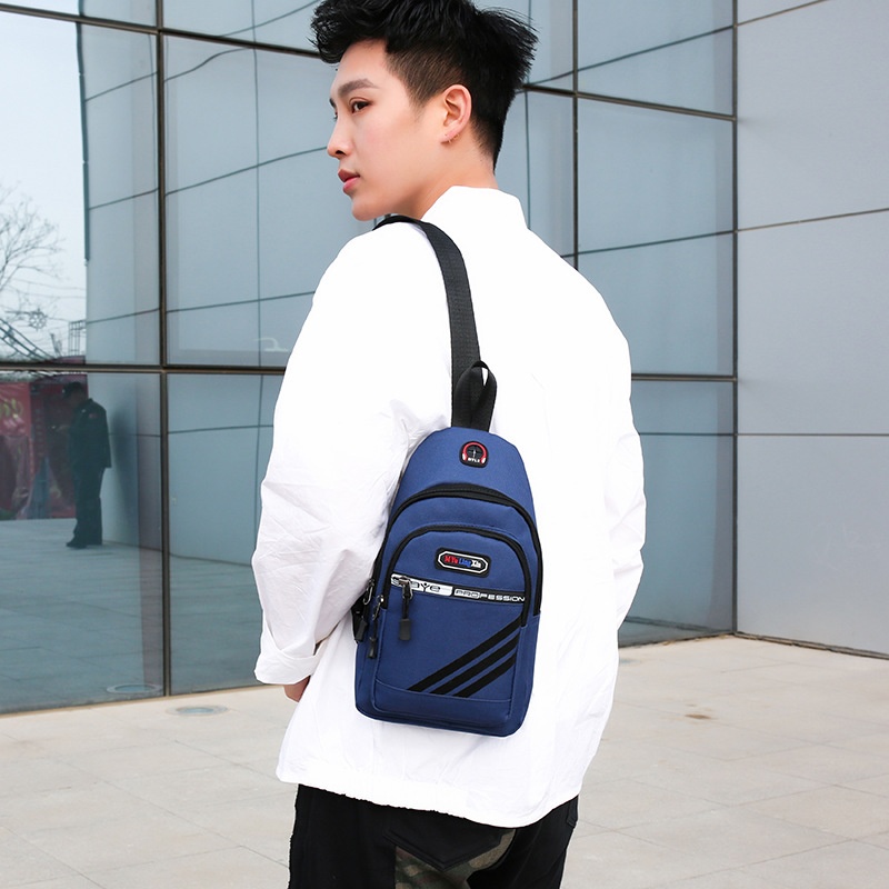 2020韩版新款尼龙布胸包男士背包小挎包百搭运动包潮男骑行包运动