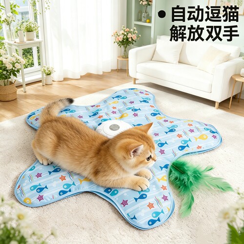 猫咪发声玩具自嗨解闷逗猫棒捕猎毯玩具自动转盘捕猎毯猫玩具新款