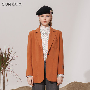 一粒扣洋气中长款 SOMSOM 索玛高端西装 外套女春秋季 气质减龄西服