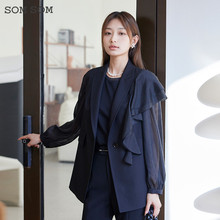 SOMSOM/索玛西装马甲设计感黑色百搭垫肩时尚外套无袖通勤上衣女