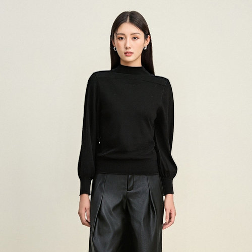 SOMSOM/索玛冬季新款半高领长袖针织衫上衣女内搭气质高级感