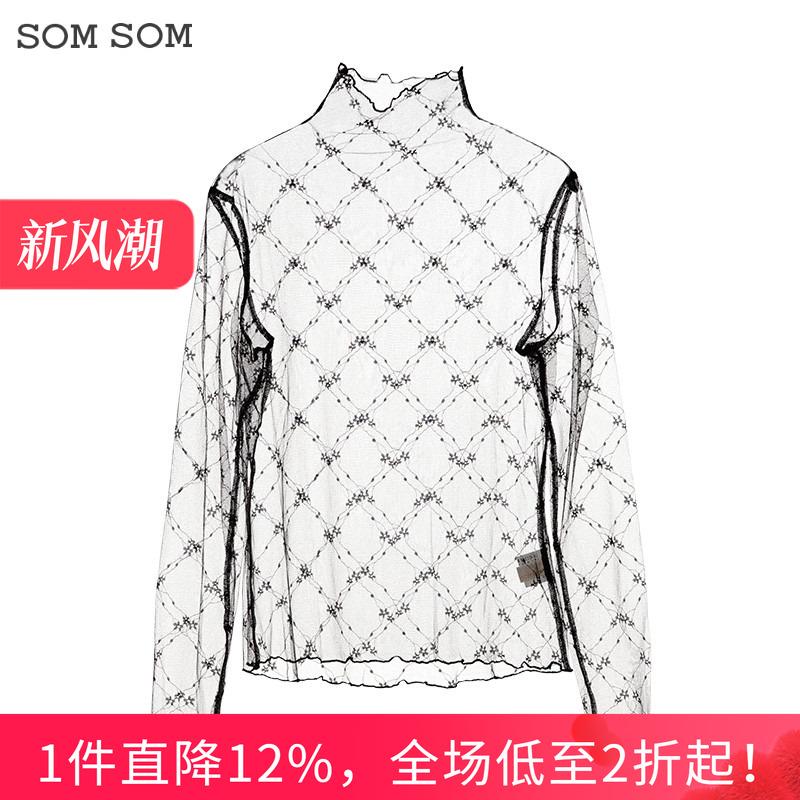 休闲百搭透视蕾丝衫索玛