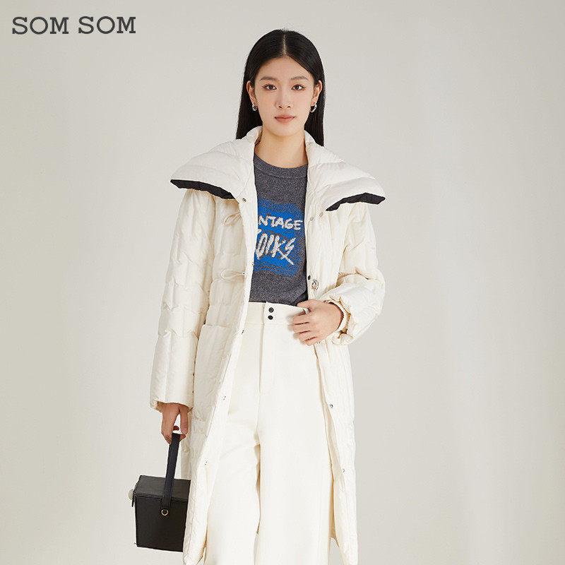 SOMSOM/索玛小众对扣短款大翻领鸭绒羽绒服女冬季中长款保暖外套,女装/女士精品,羽绒服,淘宝优惠券,粉丝福利购,淘宝优惠卷