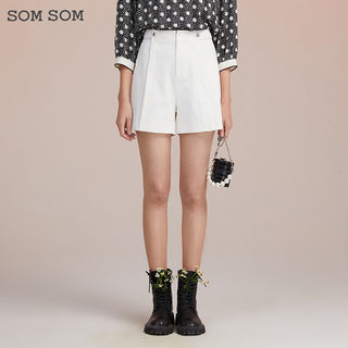SOMSOM/索玛a字外穿短裤女小个子白色高腰西装阔腿裙裤时尚春秋季