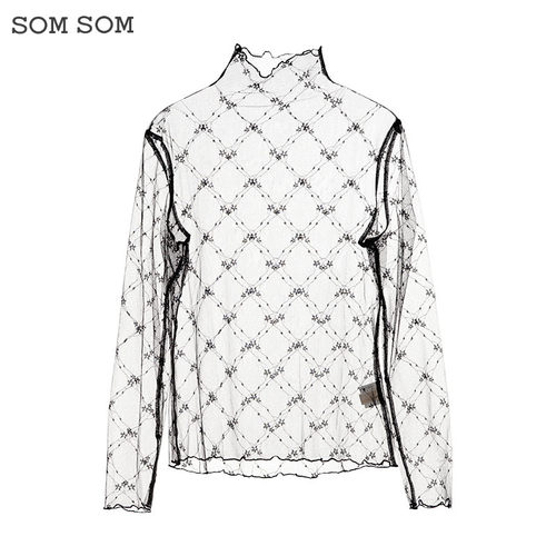 休闲百搭透视蕾丝衫索玛