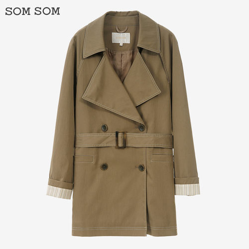 SOMSOM/索玛英伦风高级感宽松外套女春秋季休闲收腰百搭减龄风衣