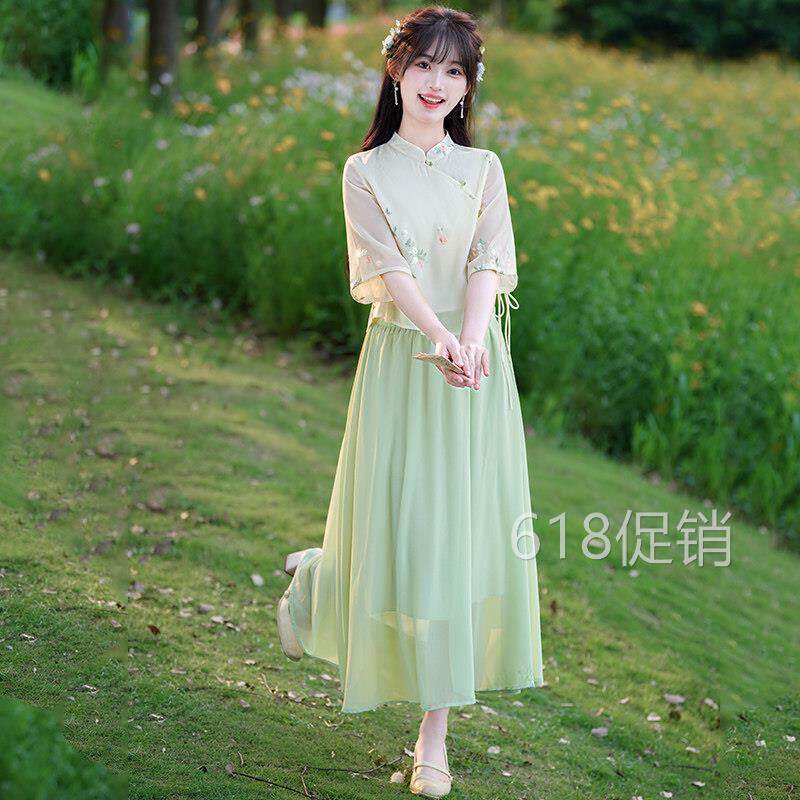 12岁女大童新中式改良汉服两件式洋装夏季13少女14初中生15套装