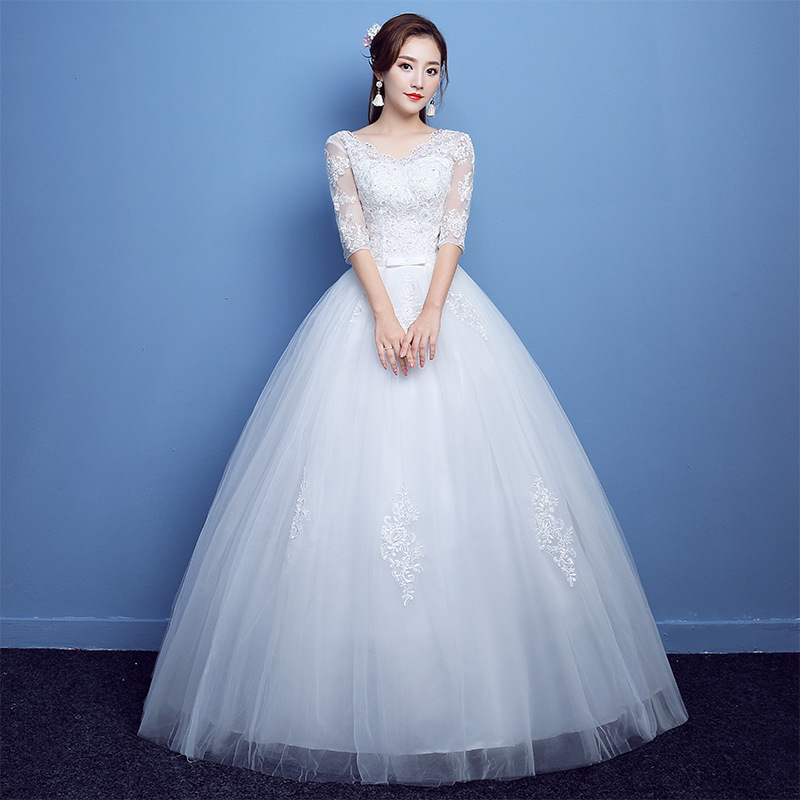 婚紗禮服2020新款韓式壹字肩大碼新娘結婚顯瘦齊地雙肩長袖肥B55在類目 女裝/女士精品, 婚紗/旗袍/禮服, 婚紗中 - 來自Buy2taobao.com提供專業的淘寶代購服務