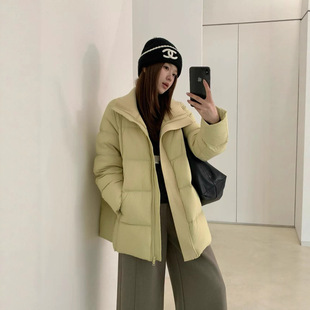 羽绒服女中长款2025冬季新款针织立领拼接巨好看韩版加厚宽松外套