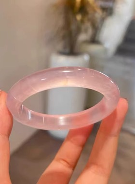 天然西柚粉水晶手镯 粉嫩芙蓉粉晶镯子女款水晶饰品礼物批发