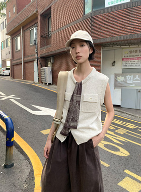 NEIHE内赫十三行2025年秋季新款针织衫领巾马甲背心女穿搭252112