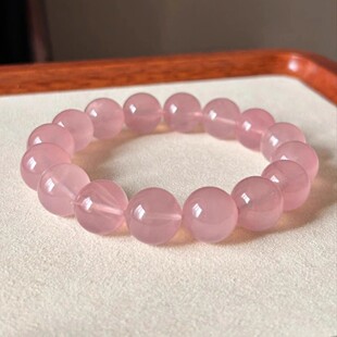 天然马达加斯加西柚粉水晶手链 水透体马粉手串招桃女款饰品批发