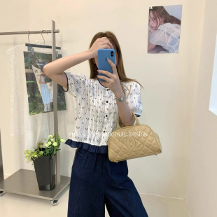 新款 蘇珊 女2025夏季 時(shí)尚 圓領(lǐng)碎花上衣短袖 設(shè)計(jì)感顯瘦上衣25885