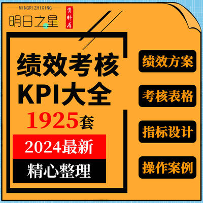 企业公司各部门岗位绩效考核方案表格模板KPI指标库设计操作案例