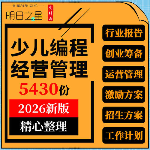 少儿编程机构创业筹备运营管理制度手册招生宣传激励方案行业报告