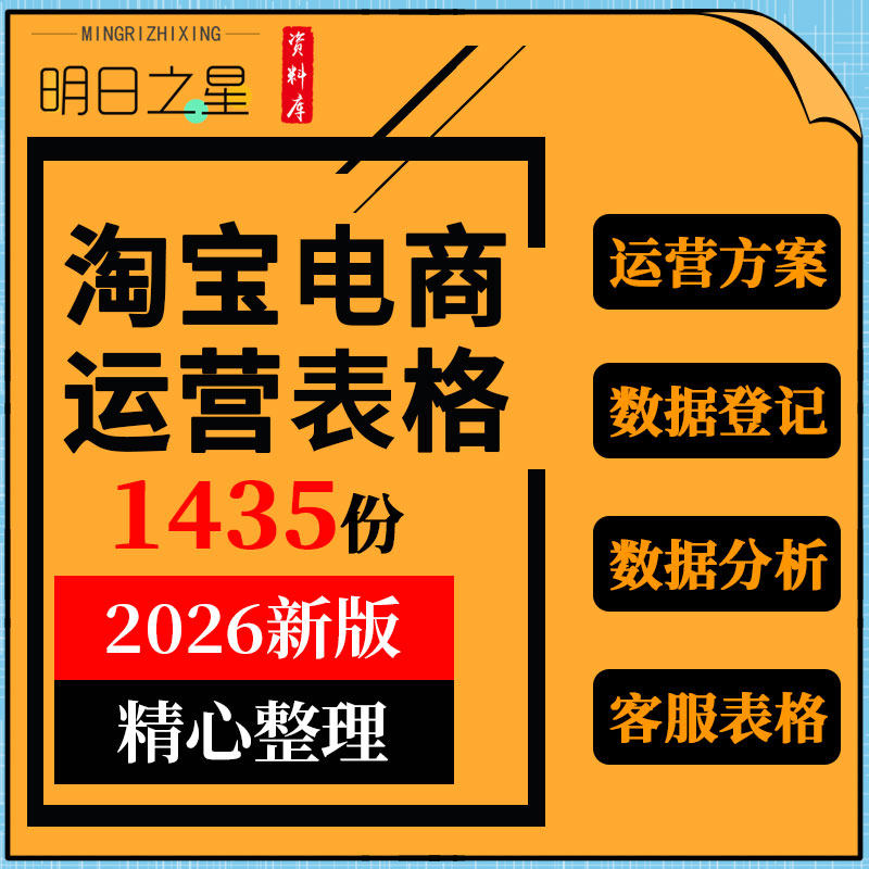 淘宝电商运营规划方案思维导图团队管理数据登记统计分析表格模板