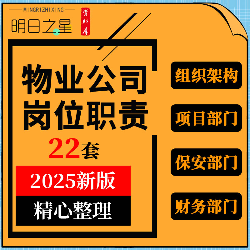 小区物业公司组织架构运营财务工程保安部门员工经理岗位职责标准