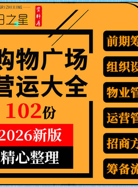 购物中心商业广场前期筹备施工组织设计运营物业管理制度招商方案