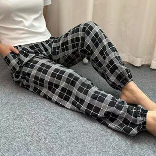 女妈妈灯笼裤 夏季 睡裤 纯棉绸中老年薄款 小脚简约 婆婆防蚊束口长裤