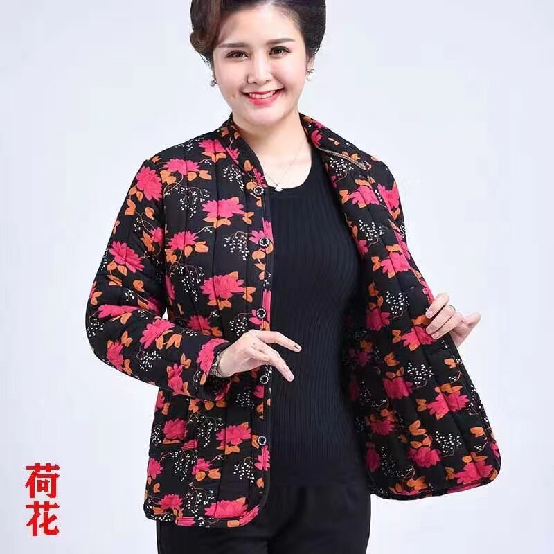 中年妇女外套上衣冬季妈妈保暖驼绒棉袄防寒阿姨加绒加厚棉衣外穿