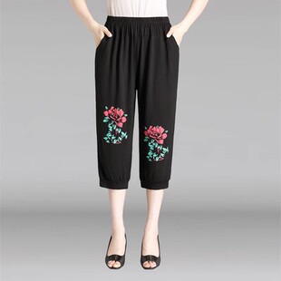 200斤奶奶休闲短裤 女加肥大码 莫代尔棉老人夏天中裤 老太太七分裤