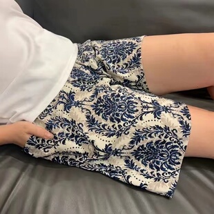 薄款 老人短裤 女纯棉绸奶奶阔腿五分裤 外穿睡裤 舒适 休闲老太太夏季