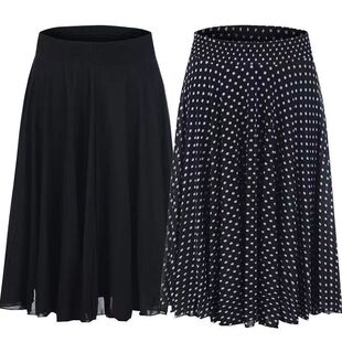 夏季 200斤老太太大摆裙奶奶冰丝百褶裙 老人休闲半身裙女加肥大码