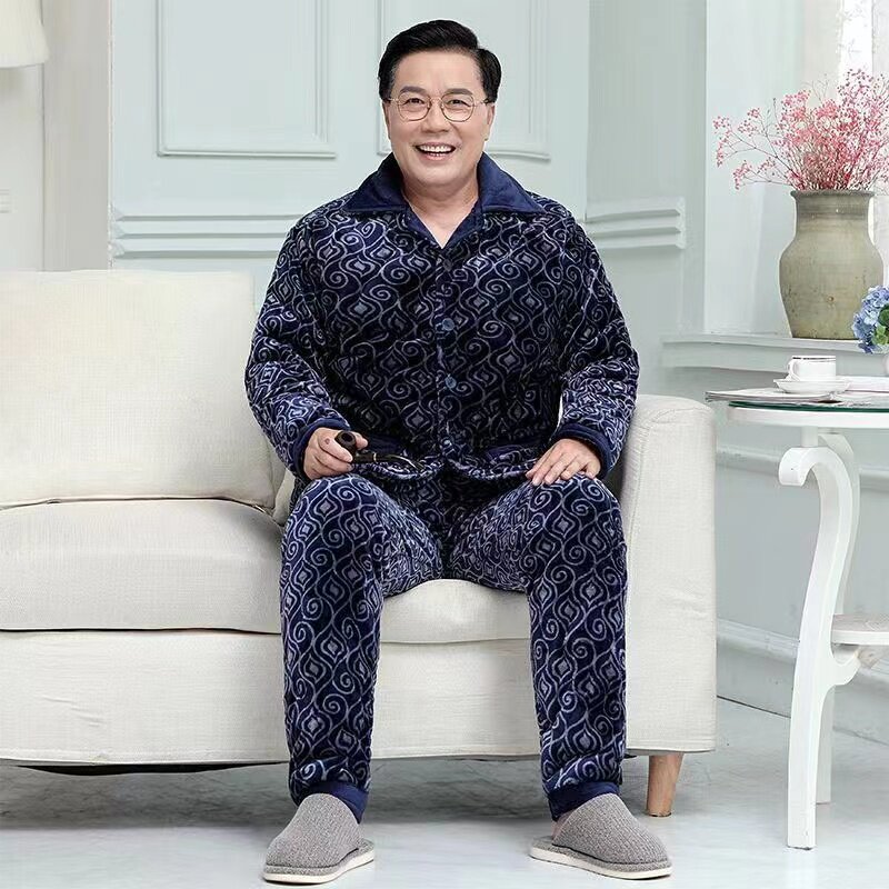爸爸加厚法兰绒外套时尚保暖棉袄