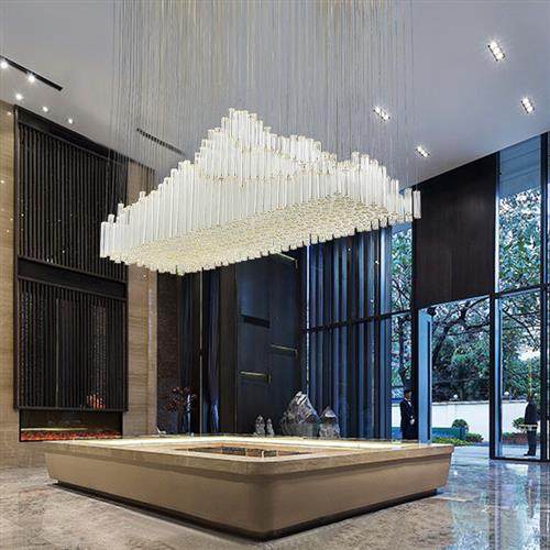定制酒店后现代简约创意冰山客厅大型玻璃管山形沙盘长方形吊灯
