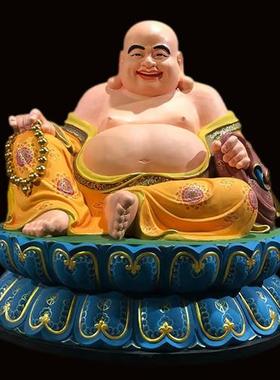 弥勒佛佛像树脂玻璃钢雕塑摆件汽车漆彩绘极彩纯手工铜雕脱胎