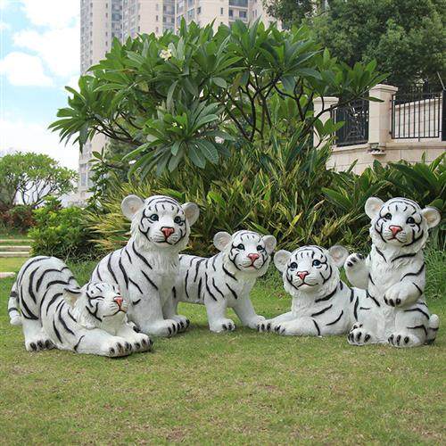 卡通小老虎玻璃钢雕塑摆件落地户外园林公园装饰大号仿真动物模型