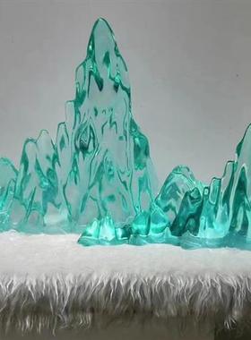 透明树脂铂晶水晶雕塑假山摆件高档酒店会所售楼处玄关装饰品定制