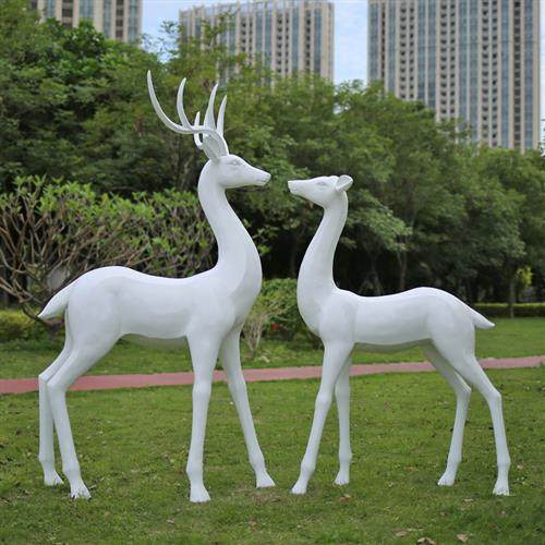 户外抽象梅花鹿大型玻璃钢雕塑园林小区造景售楼部草坪装饰品摆件
